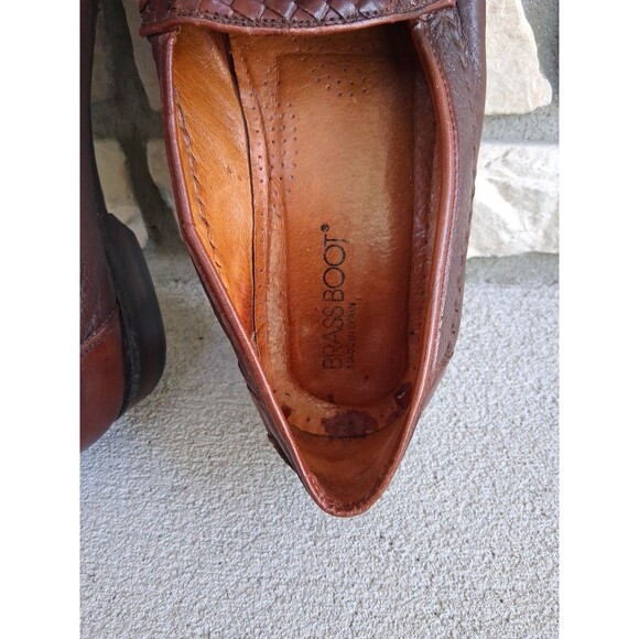 Brass Boot Mens Size 9.5 Leather Tassle Loafers Shoes Brown Handmade Spain main image 9